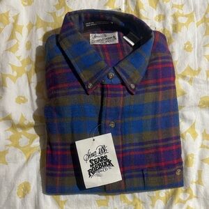 Sears Roebuck Men's Multicolor Plaid Button Down Shirt